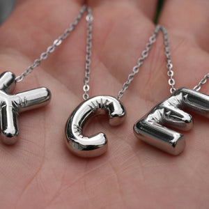 Balloon Letter Necklace | Monogram Necklace | Bubble Initial | Silver Letter Necklace | Summer Necklace | Puffy Letter Necklace | For Her