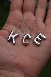 Balloon Letter Necklace | Monogram Necklace | Bubble Initial | Silver Letter Necklace | Summer Necklace | Puffy Letter Necklace | For Her