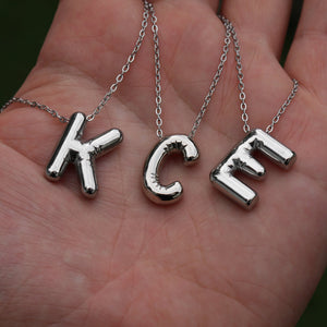 Balloon Letter Necklace | Monogram Necklace | Bubble Initial | Silver Letter Necklace | Summer Necklace | Puffy Letter Necklace | For Her