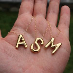 Balloon Letter Necklace | Monogram Necklace | Bubble Initial | Gold Letter Necklace | Summer Necklace | Puffy Letter Necklace | For Her