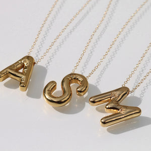 Balloon Letter Necklace | Monogram Necklace | Bubble Initial | Gold Letter Necklace | Summer Necklace | Puffy Letter Necklace | For Her