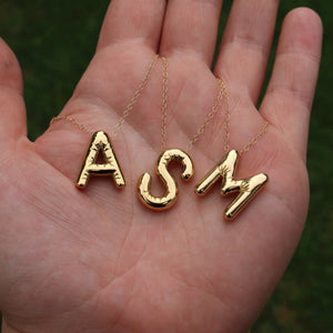 Balloon Letter Necklace | Monogram Necklace | Bubble Initial | Gold Letter Necklace | Summer Necklace | Puffy Letter Necklace | For Her