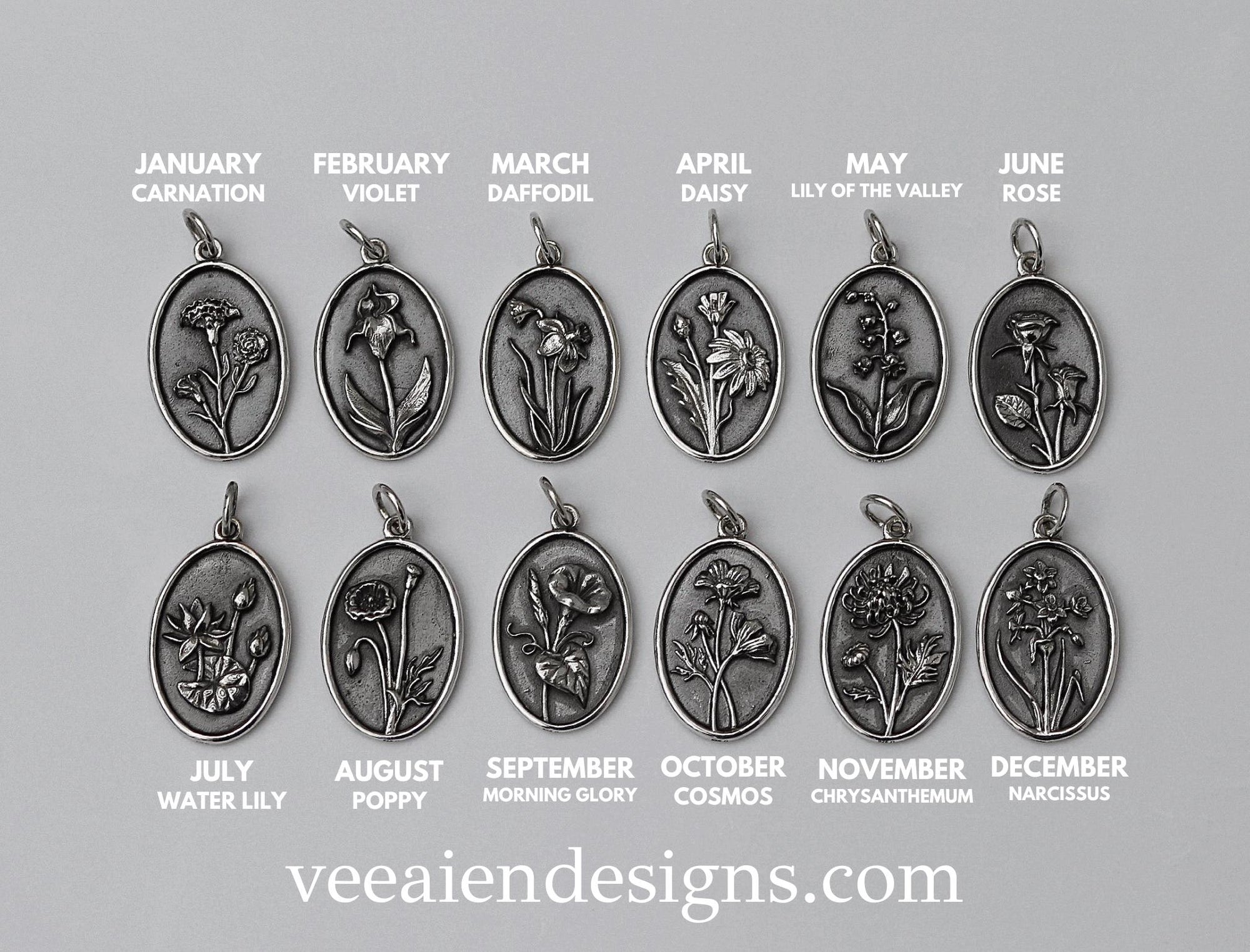 February Birth Flower Necklace Medallion | Birth Flower Jewelry | Violet | Birth Month Flower | Birthstone Necklace | Best Friend Birthday