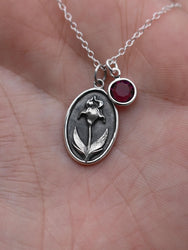 February Birth Flower Necklace Medallion | Birth Flower Jewelry | Violet | Birth Month Flower | Birthstone Necklace | Best Friend Birthday