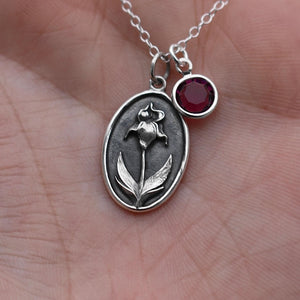 February Birth Flower Necklace Medallion | Birth Flower Jewelry | Violet | Birth Month Flower | Birthstone Necklace | Best Friend Birthday