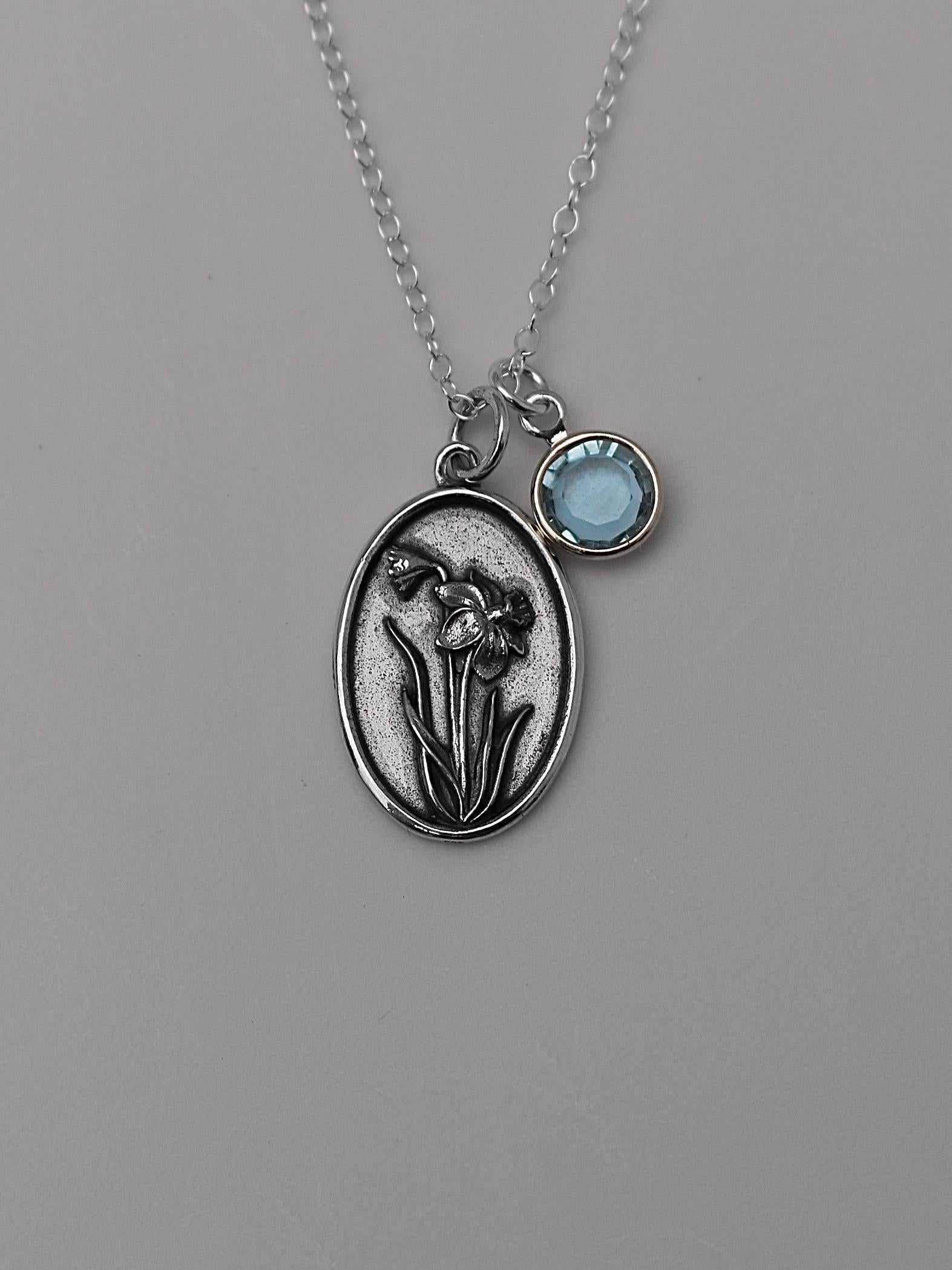 March Birth Flower Necklace Medallion | Birth Flower Jewelry | Daffodil | Birth Month Flower | Birthstone Necklace | Best Friend Birthday