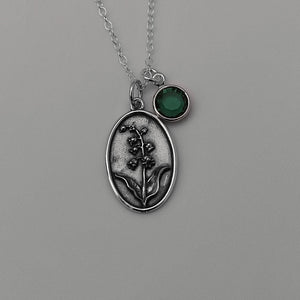 May Birth Flower Necklace Medallion | Birth Flower Jewelry | Lily of the Valley | Birth Month Flower | Birthstone | Best Friend Birthday