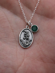 May Birth Flower Necklace Medallion | Birth Flower Jewelry | Lily of the Valley | Birth Month Flower | Birthstone | Best Friend Birthday