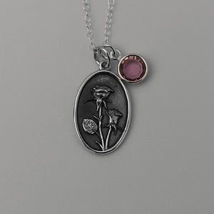 June Birth Flower Necklace Medallion | Birth Flower Jewelry | Rose | Birth Month Flower | Birthstone Necklace | Best Friend Birthday