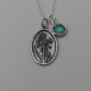 December Birth Flower Necklace Medallion | Birth Flower Jewelry | Narcissus | Birth Month Flower | Birthstone Necklace | Friend Birthday