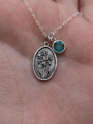 December Birth Flower Necklace Medallion | Birth Flower Jewelry | Narcissus | Birth Month Flower | Birthstone Necklace | Friend Birthday