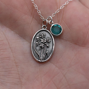 December Birth Flower Necklace Medallion | Birth Flower Jewelry | Narcissus | Birth Month Flower | Birthstone Necklace | Friend Birthday