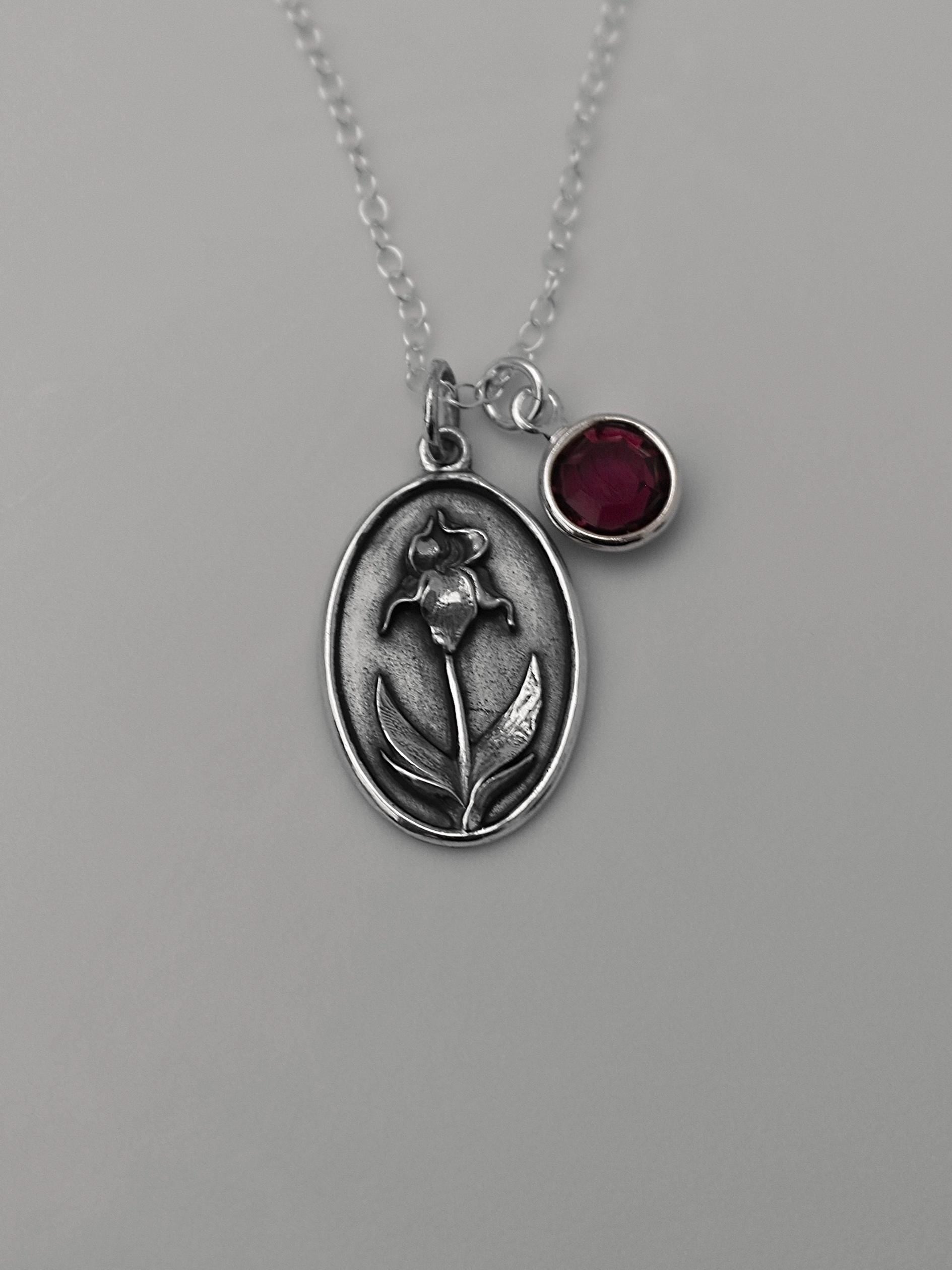 February Birth Flower Necklace Medallion | Birth Flower Jewelry | Violet | Birth Month Flower | Birthstone Necklace | Best Friend Birthday