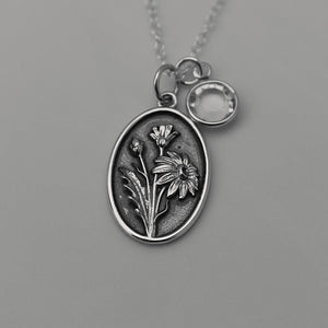 April Birth Flower Necklace Medallion | Birth Flower Jewelry | Daisy | Birth Month Flower | Birthstone Necklace | Best Friend Birthday