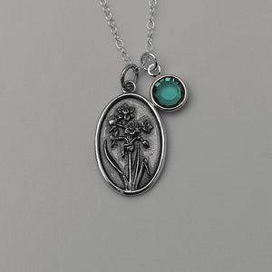 December Birth Flower Necklace Medallion | Birth Flower Jewelry | Narcissus | Birth Month Flower | Birthstone Necklace | Friend Birthday