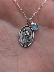 March Birth Flower Necklace Medallion | Birth Flower Jewelry | Daffodil | Birth Month Flower | Birthstone Necklace | Best Friend Birthday