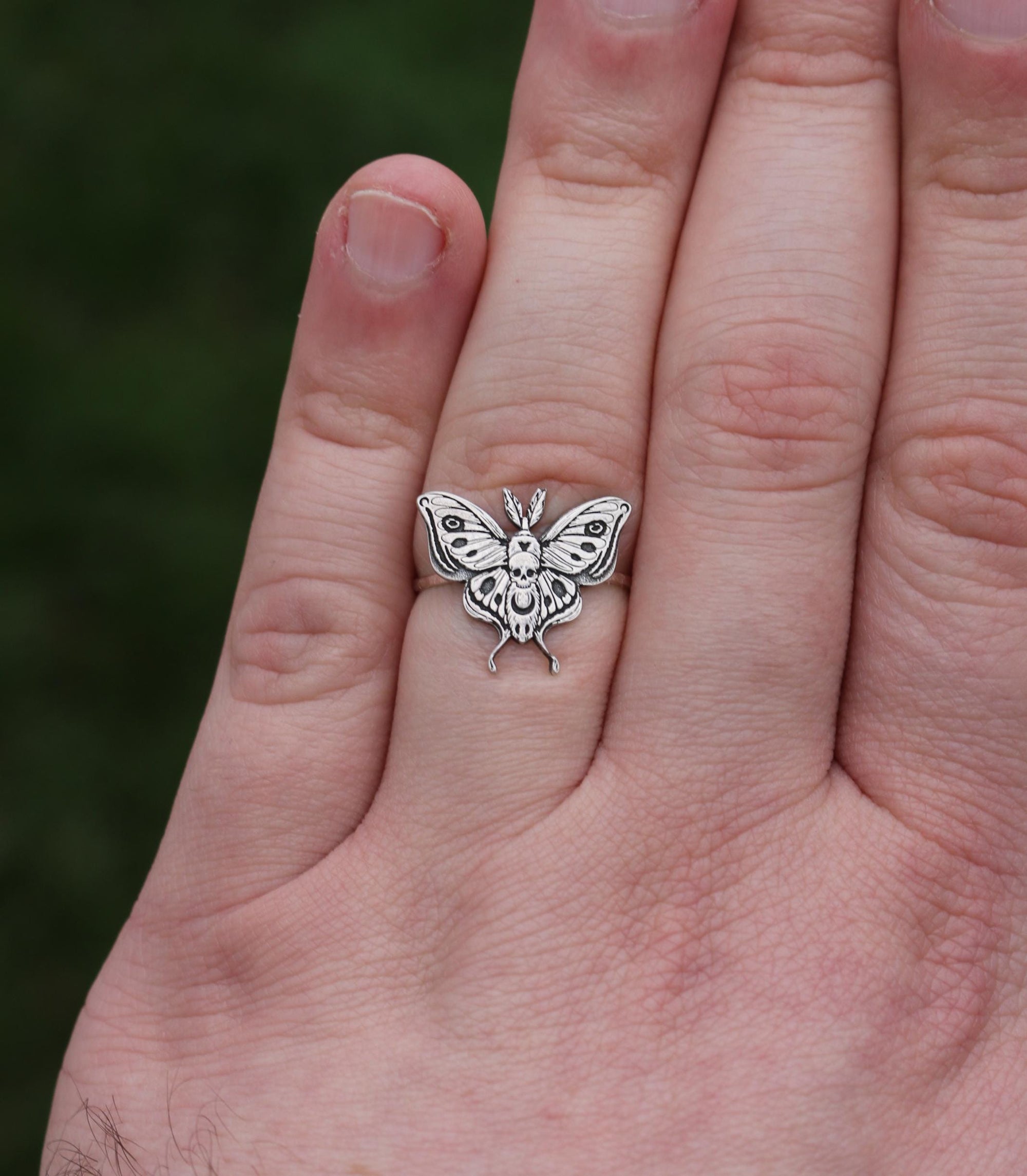 Death Head Moth Ring | Hawk Moth Ring | Gothic Horror Jewelry | Goth Occult Best Friend Birthday Gift | Halloween Jewelry | Emo Punk Jewelry