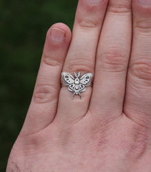 Death Head Moth Ring | Hawk Moth Ring | Gothic Horror Jewelry | Goth Occult Best Friend Birthday Gift | Halloween Jewelry | Emo Punk Jewelry