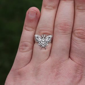 Death Head Moth Ring | Hawk Moth Ring | Gothic Horror Jewelry | Goth Occult Best Friend Birthday Gift | Halloween Jewelry | Emo Punk Jewelry
