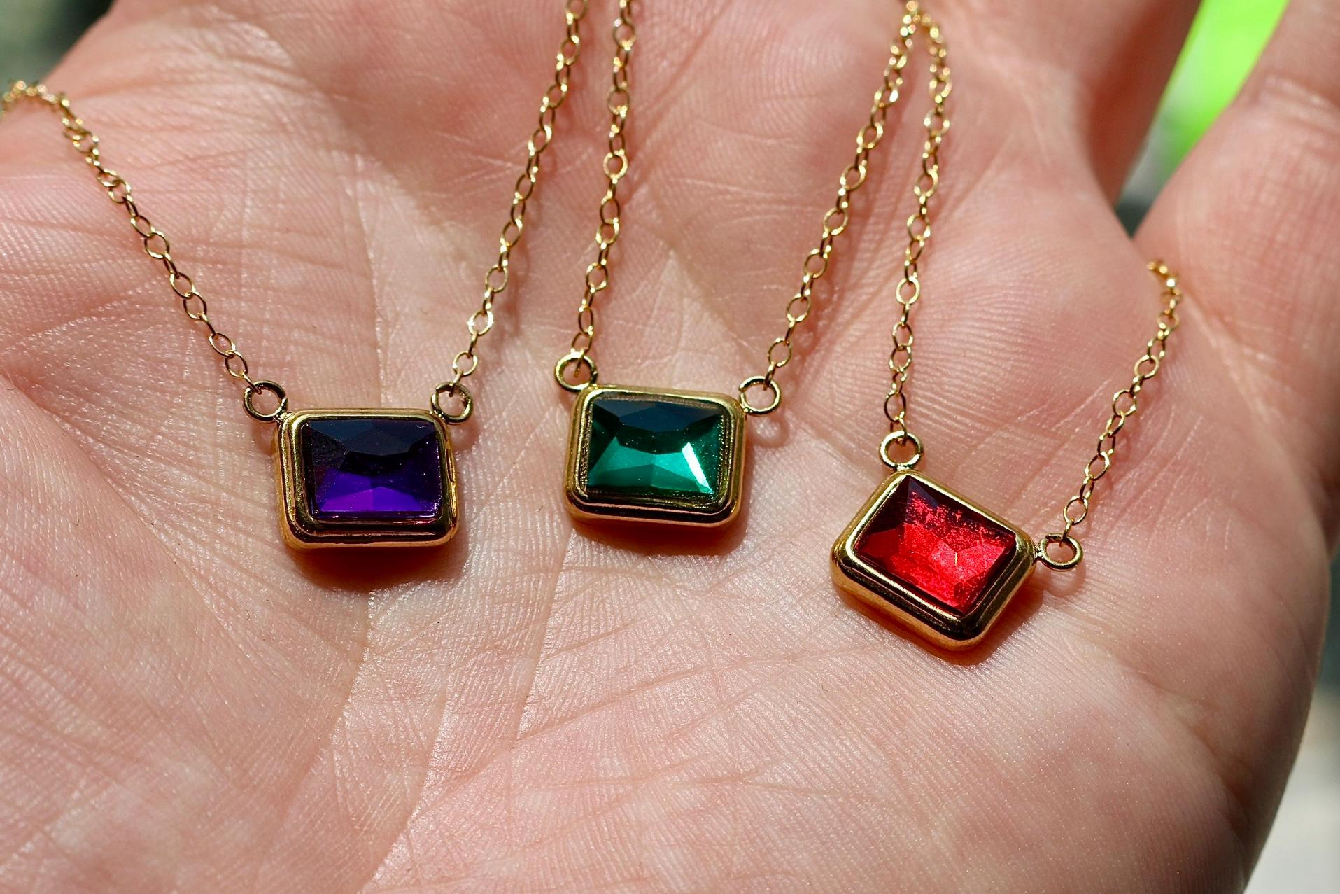 Gold Emerald Cut Birthstone Necklace | Gold Birthstone Necklace | Personalized Birth Month Gift for Her | Dainty Crystal | Everyday Jewelry