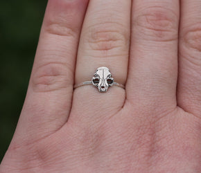 Feline Skull Ring | Cat Skull Ring | Gothic Horror Jewelry | Goth Occult Best Friend Birthday Gift | Halloween Jewelry | Emo Punk Jewelry