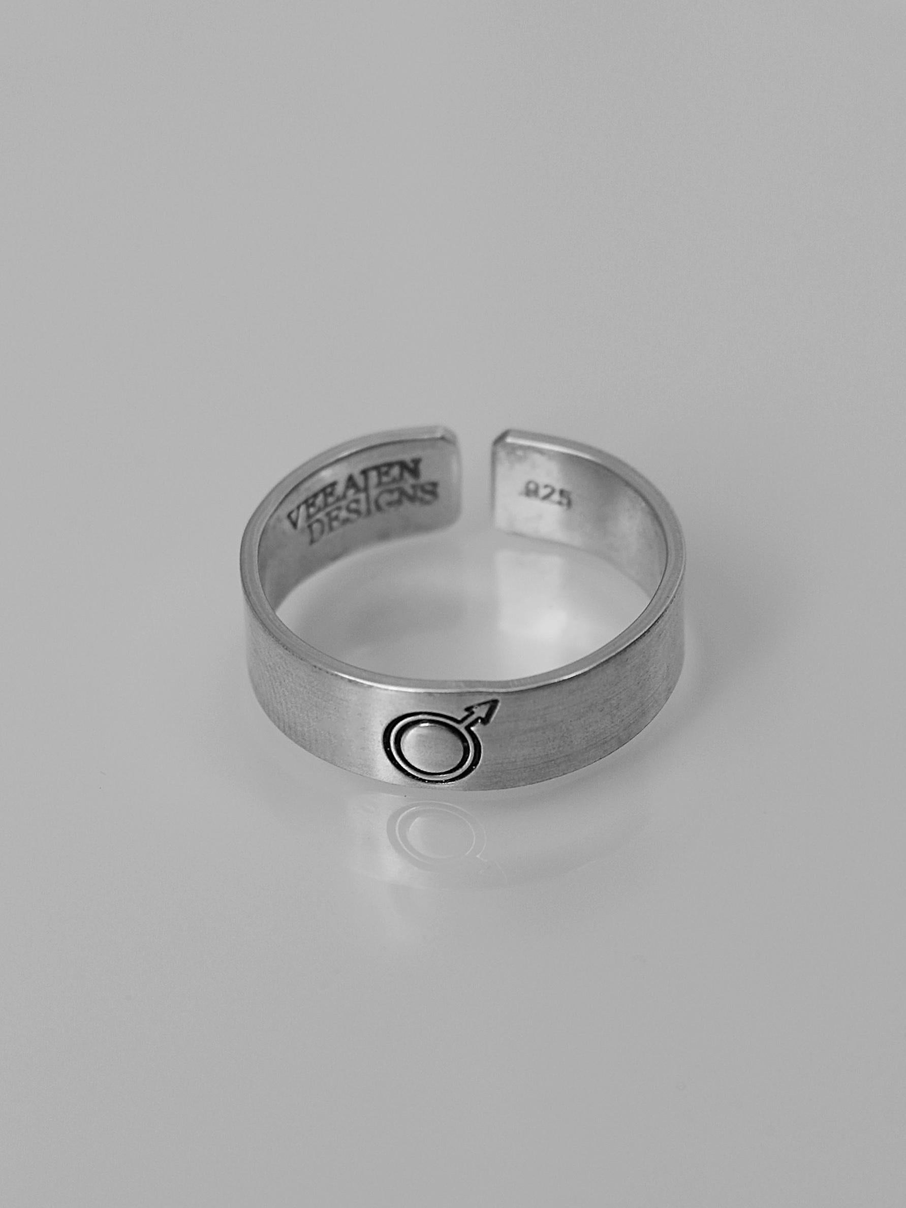 Mars Alchemy Symbol Ring | Strength Courage Jewelry | Warrior Energy Symbol | Drive, Action & Protection Jewelry Gift | Willpower Vitality