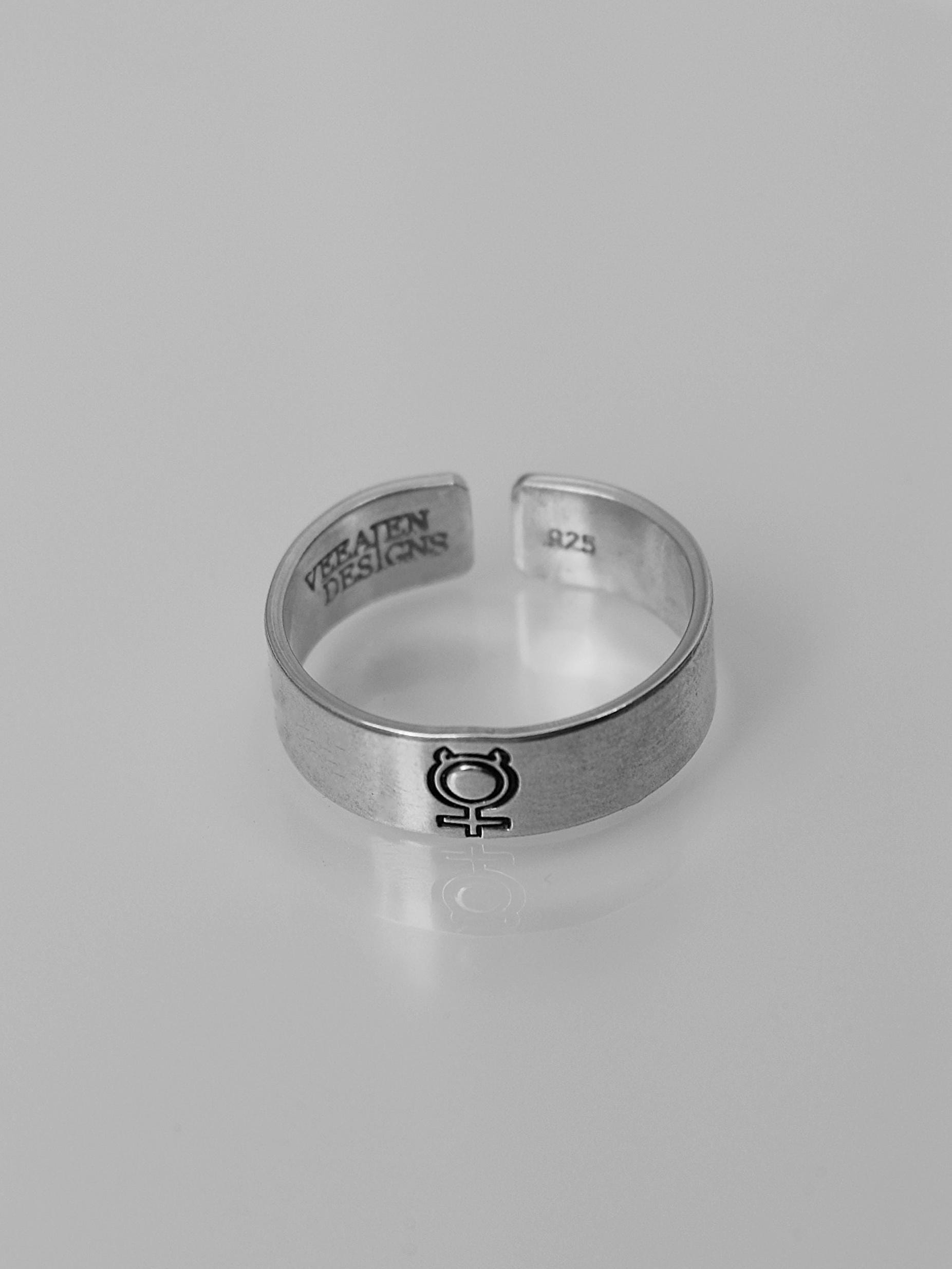 Mercury Alchemy Symbol Ring | Wisdom Eloquence Symbol | Mental Clarity | Symbol for Communication, Wit, Adaptability | Logic Alchemy Ring