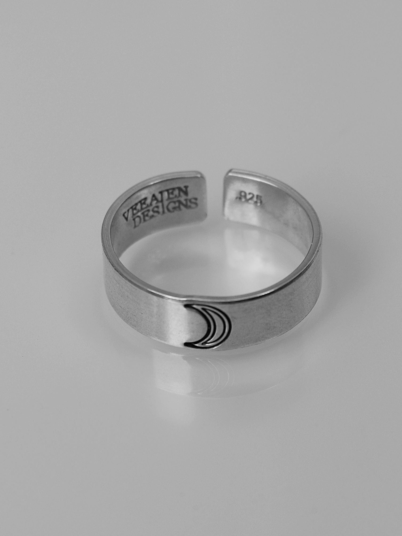 Moon Alchemy Symbol Ring | Moon Phase Ring | Alchemy Symbol for Intuition, Dreams, Cycles | Esoteric Lunar Goddess Jewelry | Celestial Ring