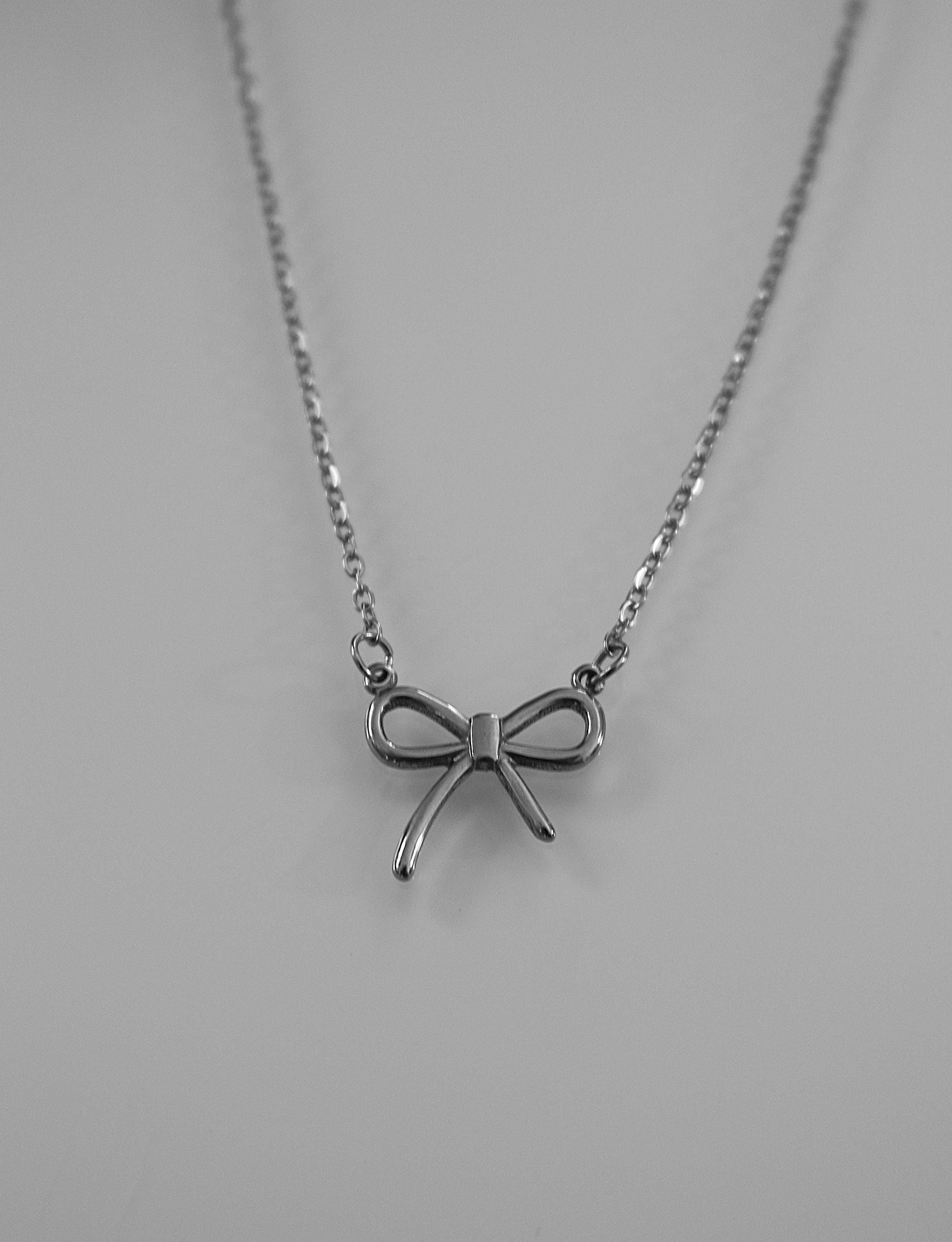 Minimalist Silver Bow Necklace | Dainty Ribbon Pendant | Small Bow Jewelry | Bridesmaid Gift | Bowknot Necklace | Everyday Necklace