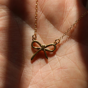 Gold Bow Necklace | Minimalist Ribbon Charm | Gold Bowknot Pendant | Small Bow Jewelry | Bridesmaid Proposal Gift | Everyday Jewelry