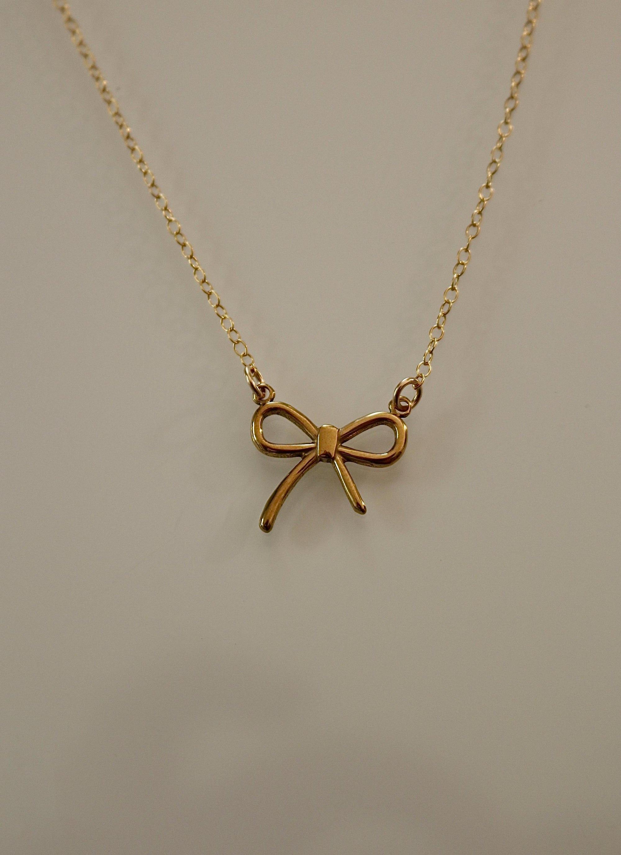Gold Bow Necklace | Minimalist Ribbon Charm | Gold Bowknot Pendant | Small Bow Jewelry | Bridesmaid Proposal Gift | Everyday Jewelry