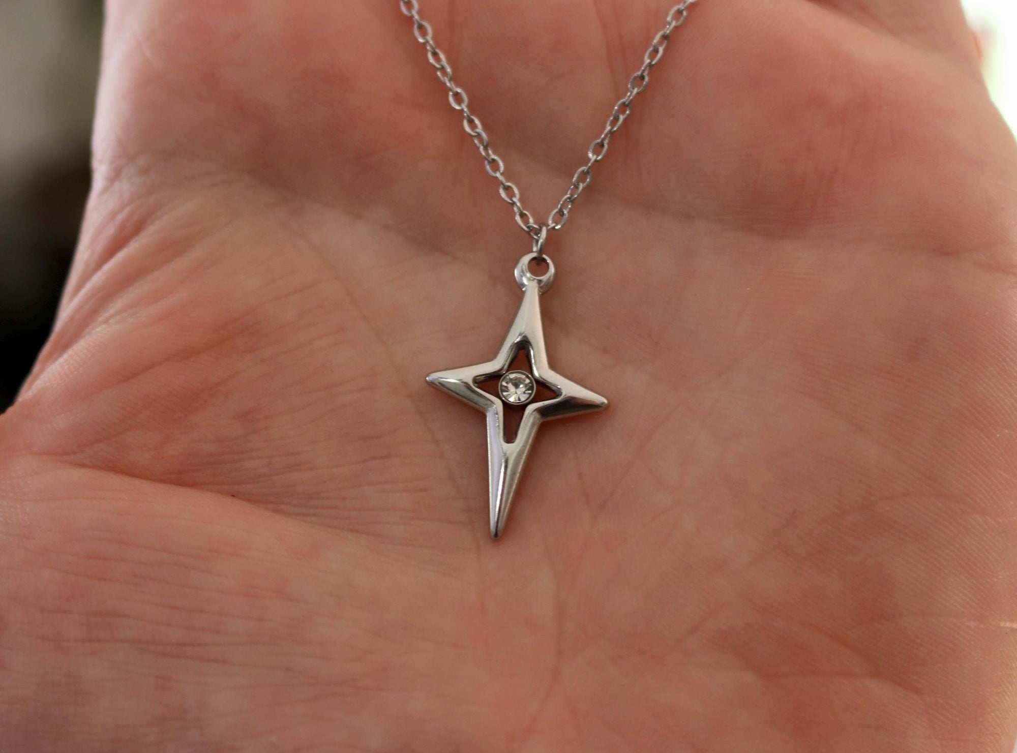 Silver Starburst Necklace | Dainty North Star Pendant | Celestial Compass Charm | Sparkle Gift | Everyday Jewelry | Celestial Sparkle