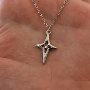 Silver Starburst Necklace | Dainty North Star Pendant | Celestial Compass Charm | Sparkle Gift | Everyday Jewelry | Celestial Sparkle