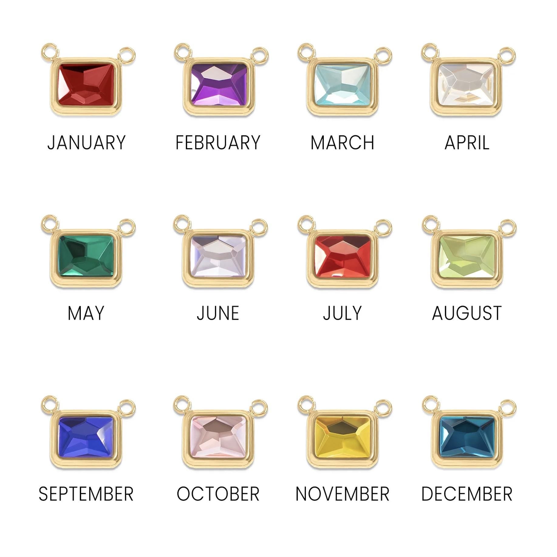Gold Emerald Cut Birthstone Necklace | Gold Birthstone Necklace | Personalized Birth Month Gift for Her | Dainty Crystal | Everyday Jewelry