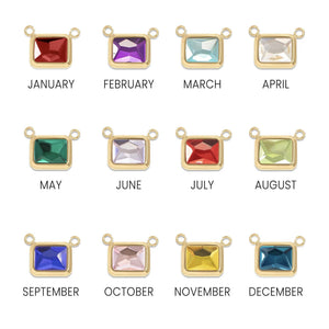 Gold Emerald Cut Birthstone Necklace | Gold Birthstone Necklace | Personalized Birth Month Gift for Her | Dainty Crystal | Everyday Jewelry
