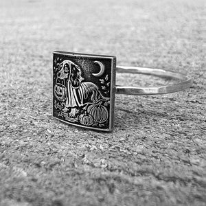 Vintage Halloween Ring | Halloween Jewelry Gift | Cute Ghost Dachshund Ring | Ghost Dog | Trendy Retro Halloween Ring | Nostalgic Halloween