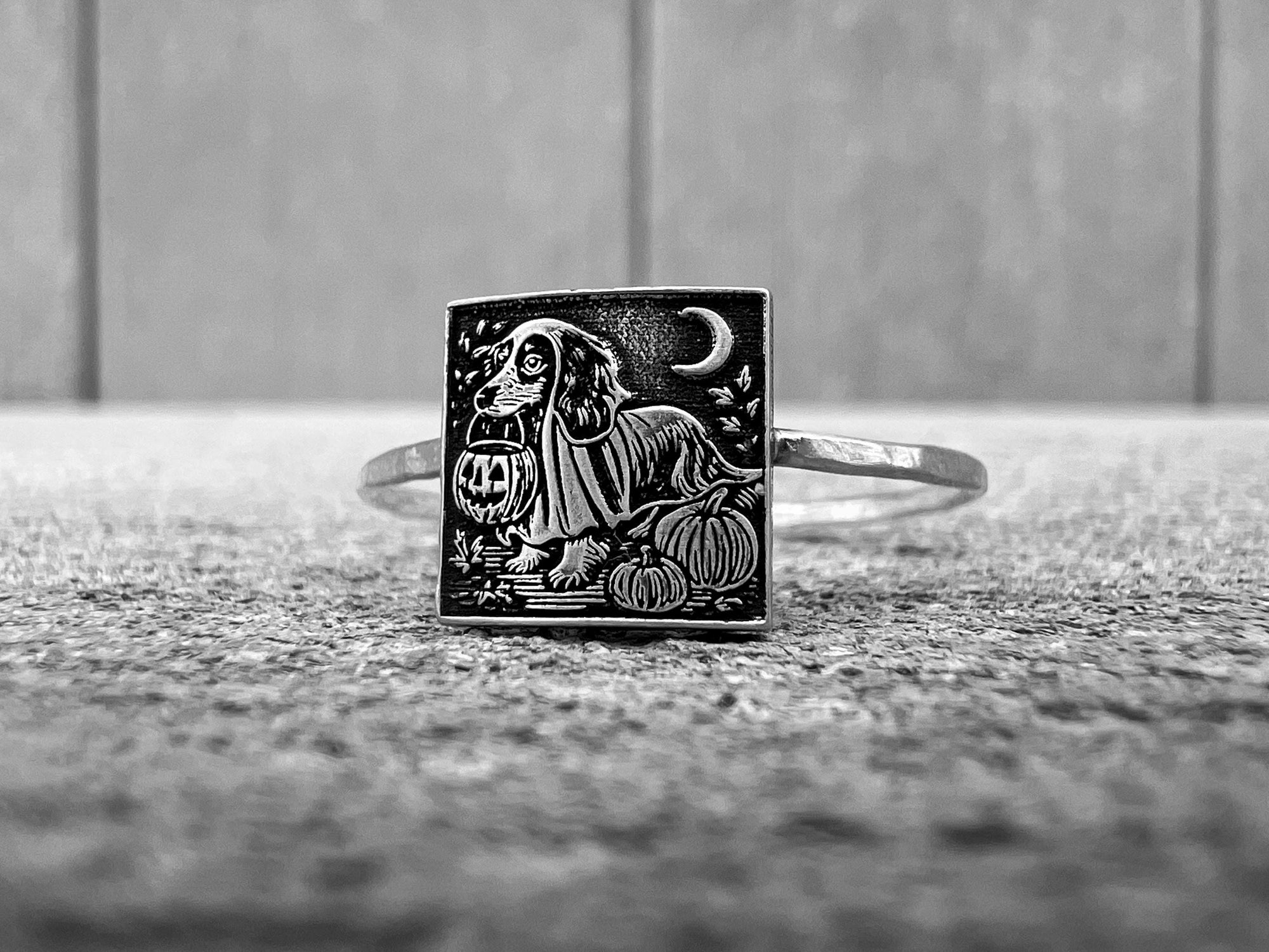 Vintage Halloween Ring | Halloween Jewelry Gift | Cute Ghost Dachshund Ring | Ghost Dog | Trendy Retro Halloween Ring | Nostalgic Halloween