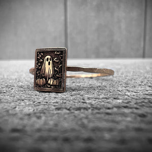 Gold Vintage Halloween Ring | Cute Ghost Ring | Retro Halloween Jewelry Gift | Pumpkin Ring | Nostalgic Halloween | Trendy Halloween