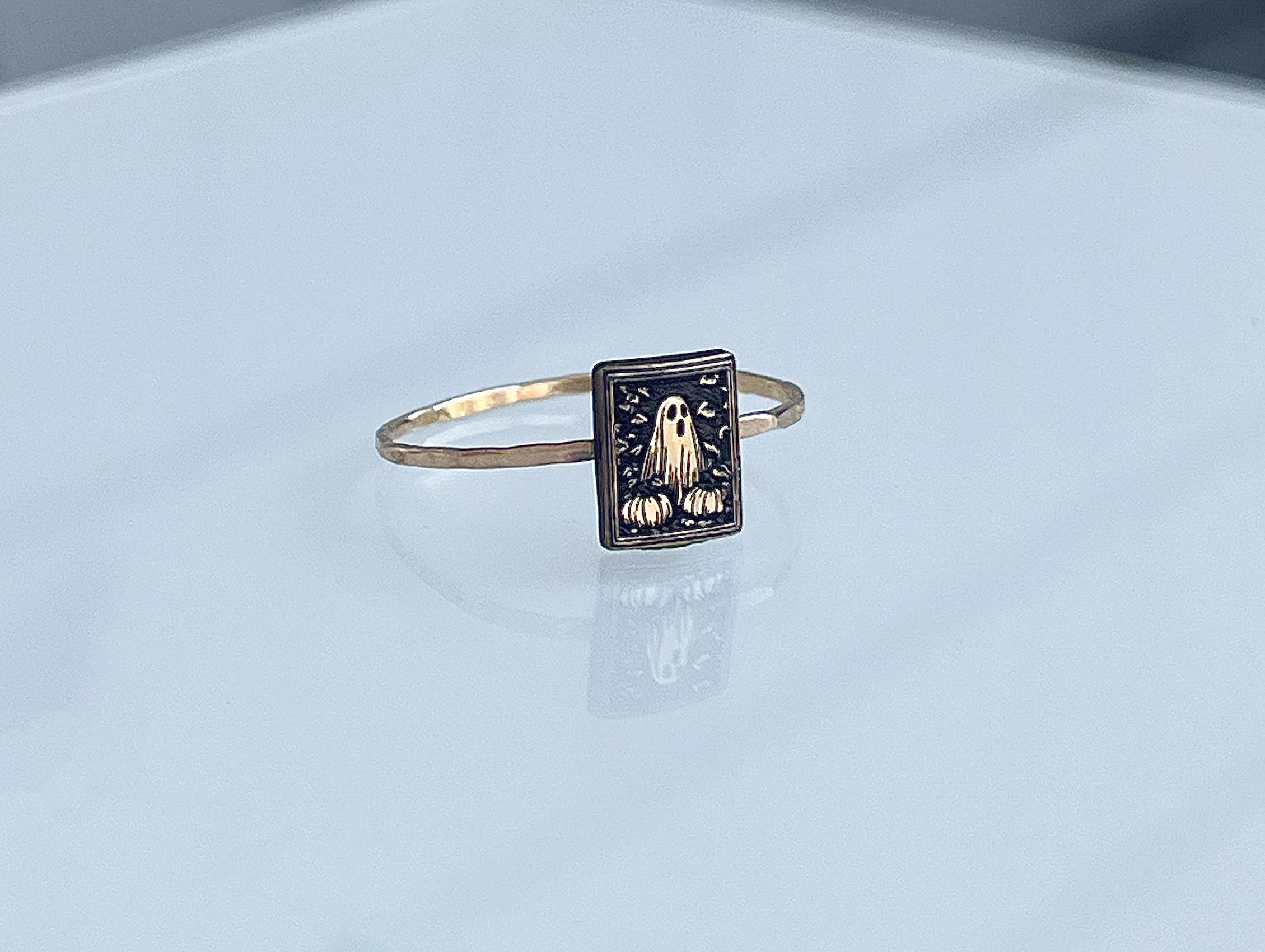 Gold Vintage Halloween Ring | Cute Ghost Ring | Retro Halloween Jewelry Gift | Pumpkin Ring | Nostalgic Halloween | Trendy Halloween
