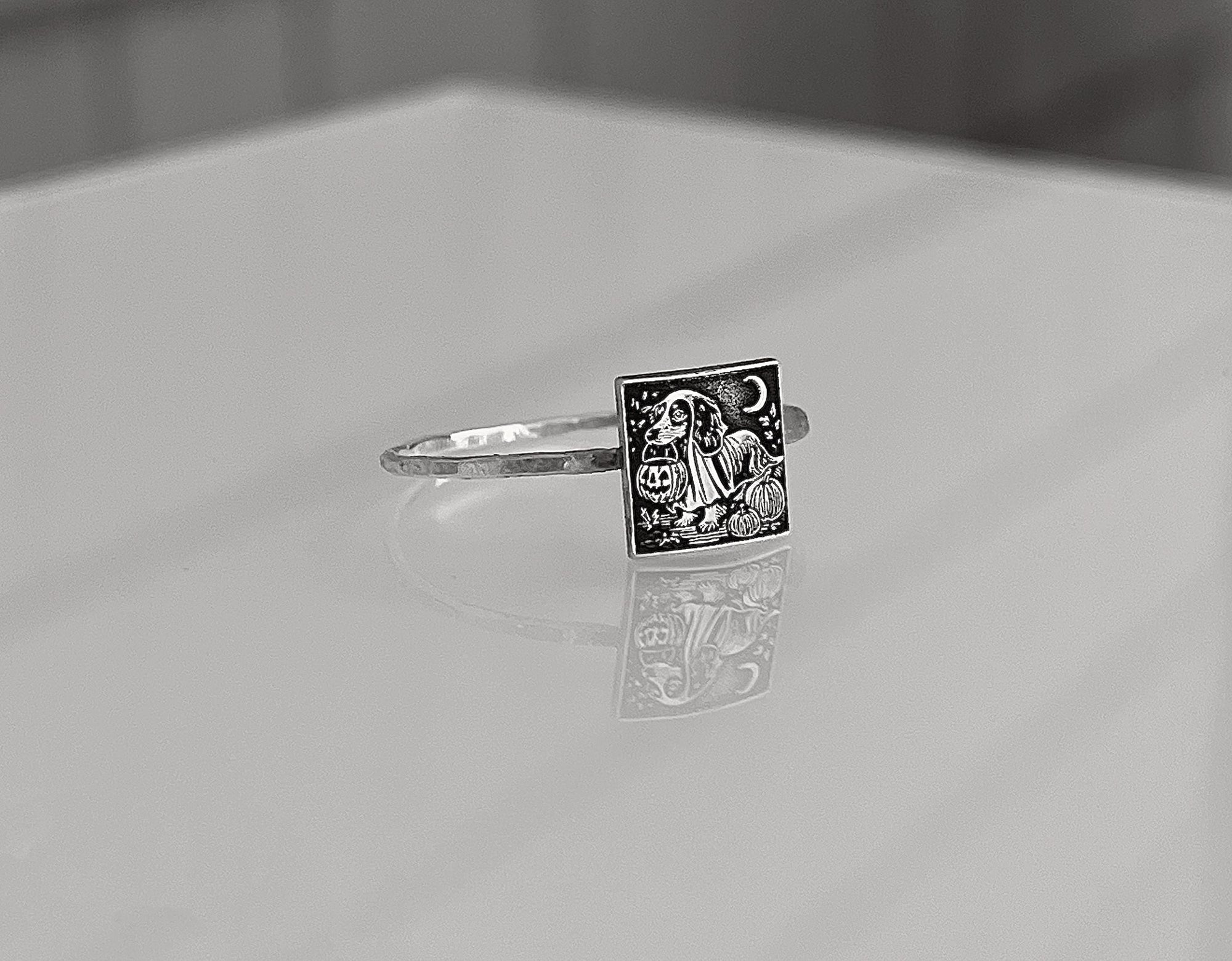 Vintage Halloween Ring | Halloween Jewelry Gift | Cute Ghost Dachshund Ring | Ghost Dog | Trendy Retro Halloween Ring | Nostalgic Halloween