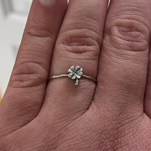 Four Leaf Clover Ring | Good Luck Charm Jewelry | Dainty Lucky Ring for Women | Cloverleaf Ring | Best Friend Minimalist Stacking Ring