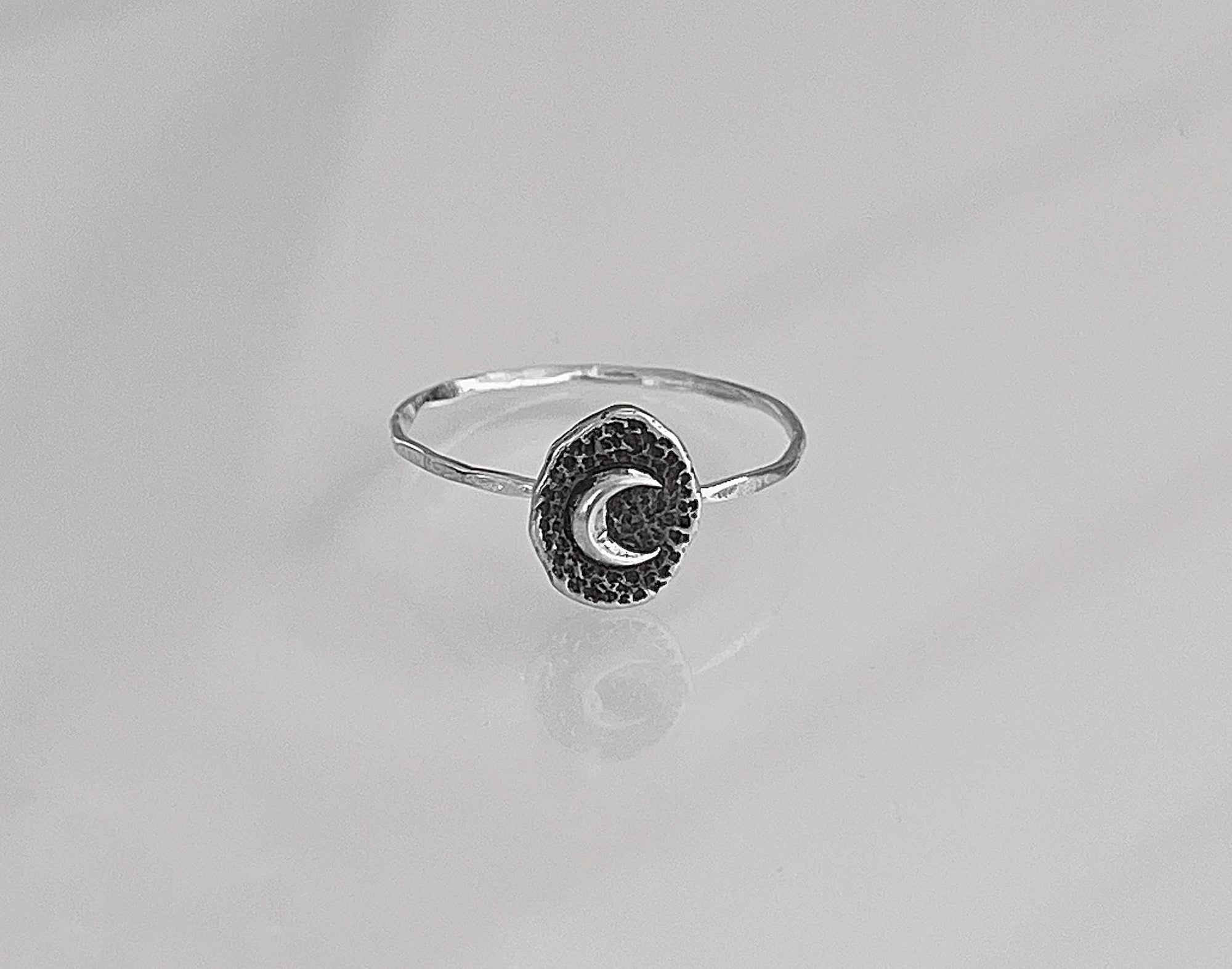 Moon Coin Ring | Dainty Celestial Stacking Ring | Minimalist Moon Phase Jewelry | Cosmic Goddess Gift for Her | Boho & Witchy Style Ring