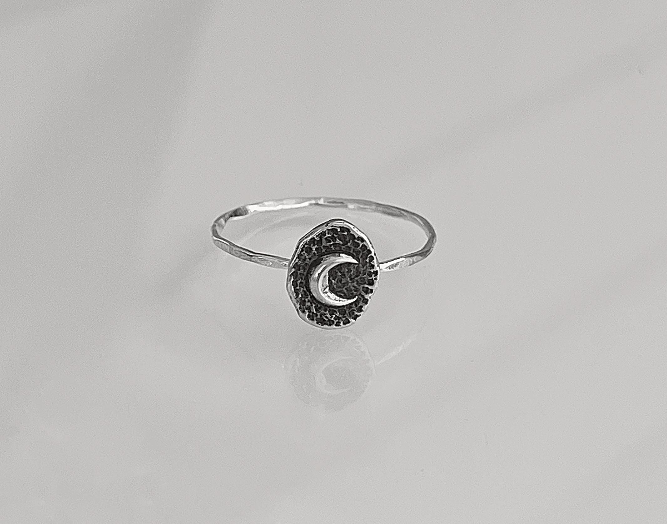 Moon Coin Ring | Dainty Celestial Stacking Ring | Minimalist Moon Phase Jewelry | Cosmic Goddess Gift for Her | Boho & Witchy Style Ring