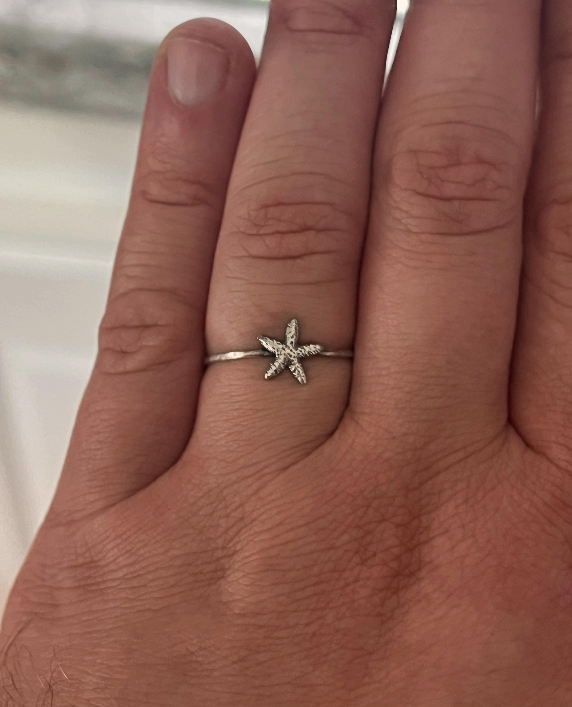 Starfish Stacking Ring | Dainty Sea Life Jewelry | Minimalist Ocean Ring for Beach Lovers | Nautical & Coastal Gift for Her | Marine Ring