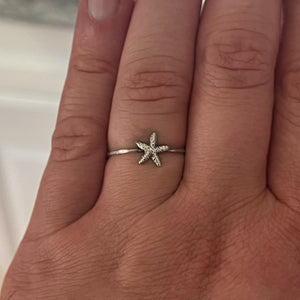 Starfish Stacking Ring | Dainty Sea Life Jewelry | Minimalist Ocean Ring for Beach Lovers | Nautical & Coastal Gift for Her | Marine Ring