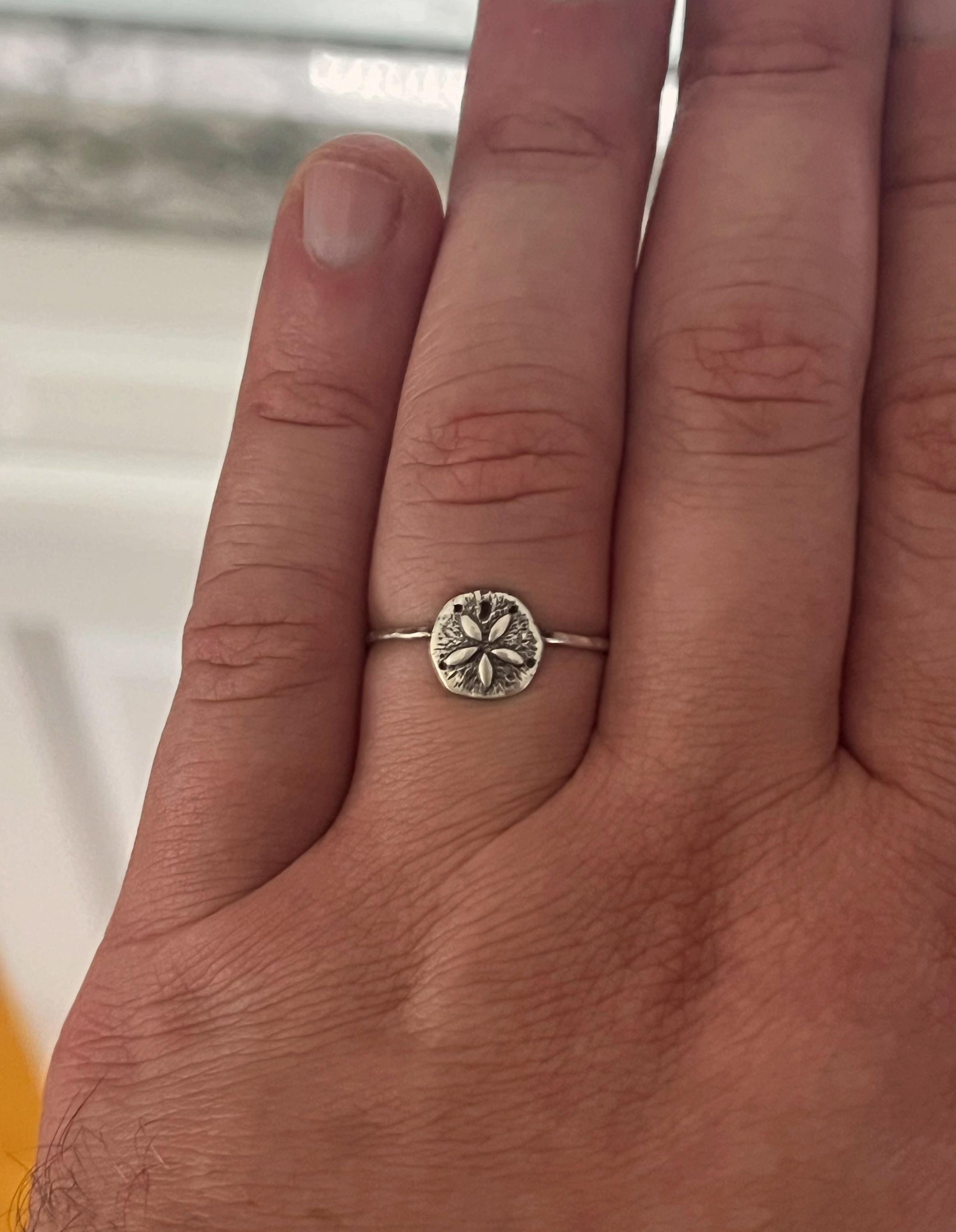 Sand Dollar Stacking Ring | Dainty Beach Ocean Jewelry | Minimalist Sea Life Ring for Coastal Lovers | Nautical Summer Vacation Gift for Her