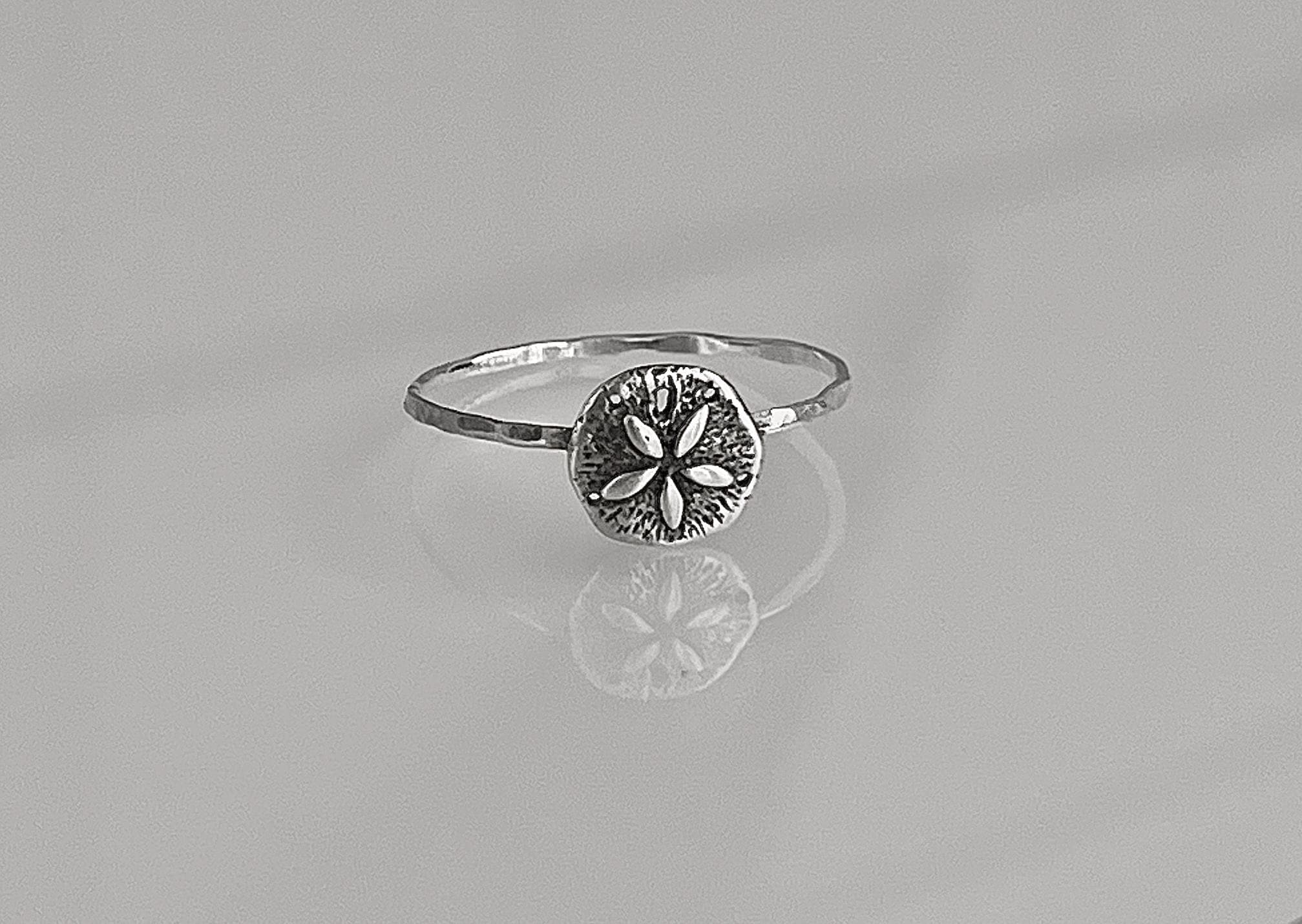 Sand Dollar Stacking Ring | Dainty Beach Ocean Jewelry | Minimalist Sea Life Ring for Coastal Lovers | Nautical Summer Vacation Gift for Her