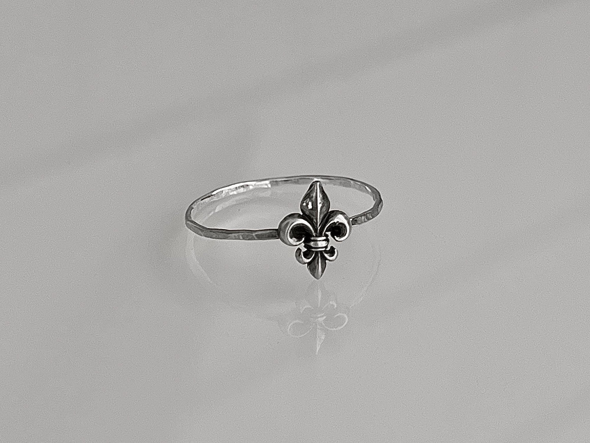 Fleur De Lis Stacking Ring | Dainty French Lily Jewelry | Royalty Ring for Her | New Orleans NOLA Style Gift | Historical Symbol Ring
