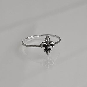 Fleur De Lis Stacking Ring | Dainty French Lily Jewelry | Royalty Ring for Her | New Orleans NOLA Style Gift | Historical Symbol Ring