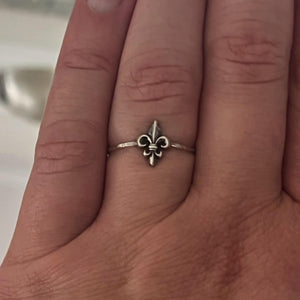 Fleur De Lis Stacking Ring | Dainty French Lily Jewelry | Royalty Ring for Her | New Orleans NOLA Style Gift | Historical Symbol Ring